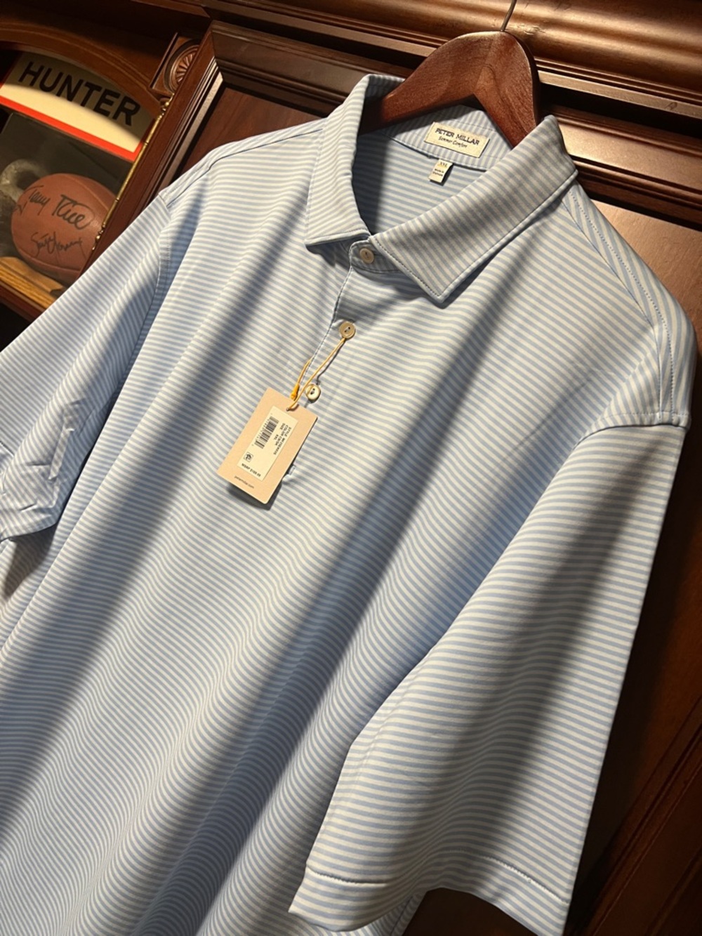 Brand New Peter Millar Summer Comfort Stretch Gray & Blue Striped Golf ⛳️ 🎾 Polo
